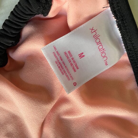Xhilaration Swim Suit Bikini Halter String Top Only Size Medium Black Pink u Sw - Picture 6 of 6